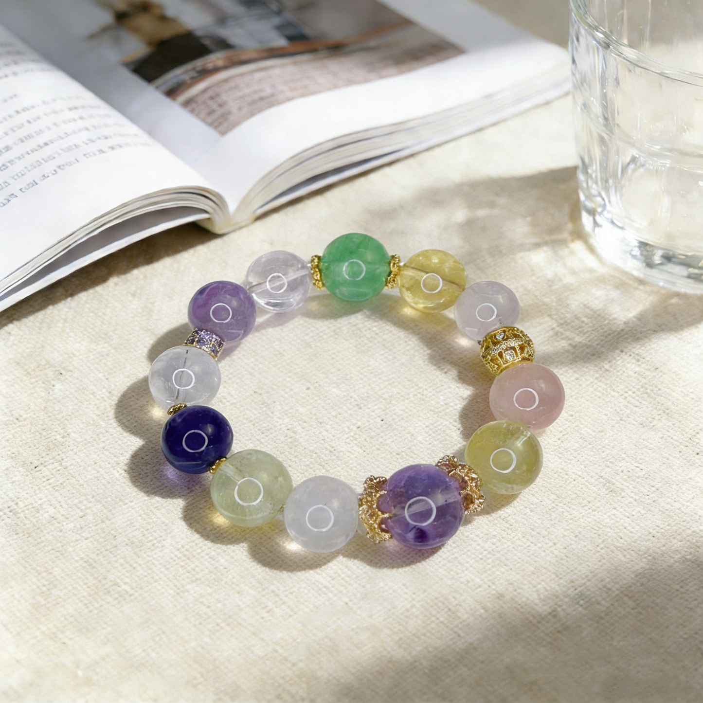 Natural Fluorite Multi Crystal Healing Bracelet 13-15mm Large Beads