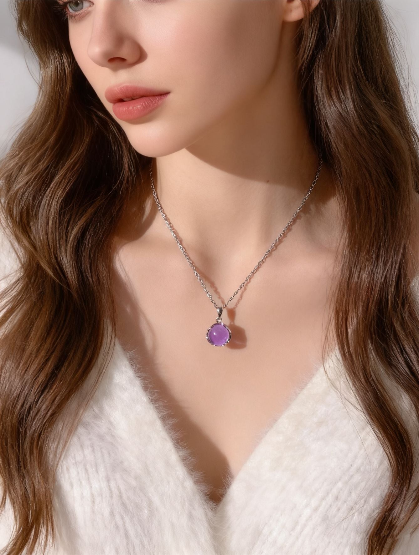 Dreamy Amethyst "Success Luck" Necklace | 925 Silver Wave Chain · Valentine's Day Heartthrob Gift