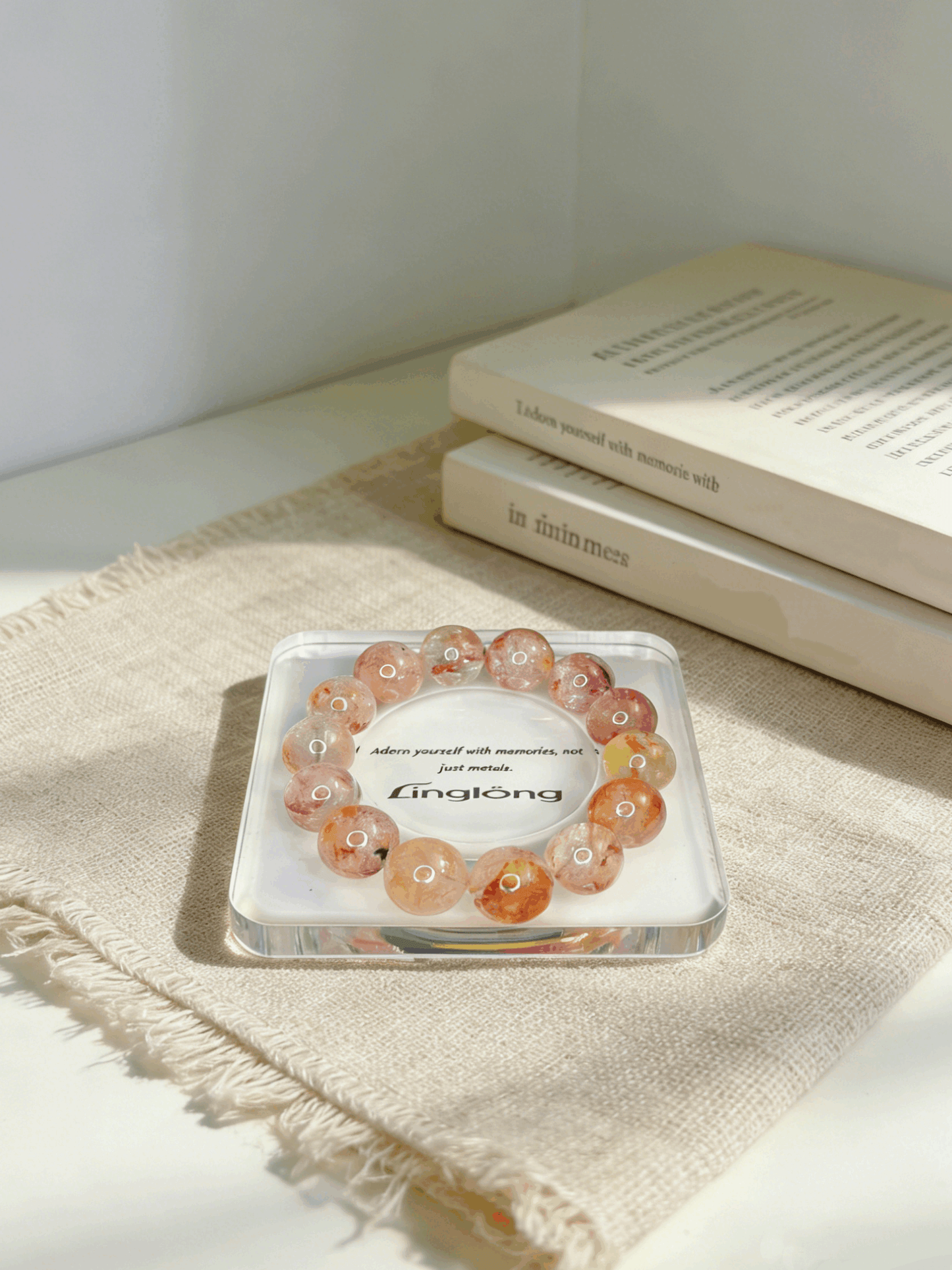 Natural Fireworks Koi Red Hematoid Bracelet - 16mm+ Transparent Lucky Gem