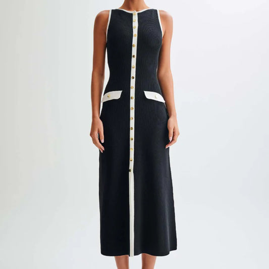 Knitted Summer Dress | Sleeveless Bodycon Dresses | Elegant Office Ladies Black Robes