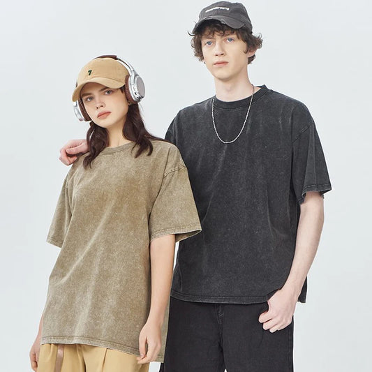 Unisex washed and distressed basic t-shirt(BUY 1 GET 1 FREE)