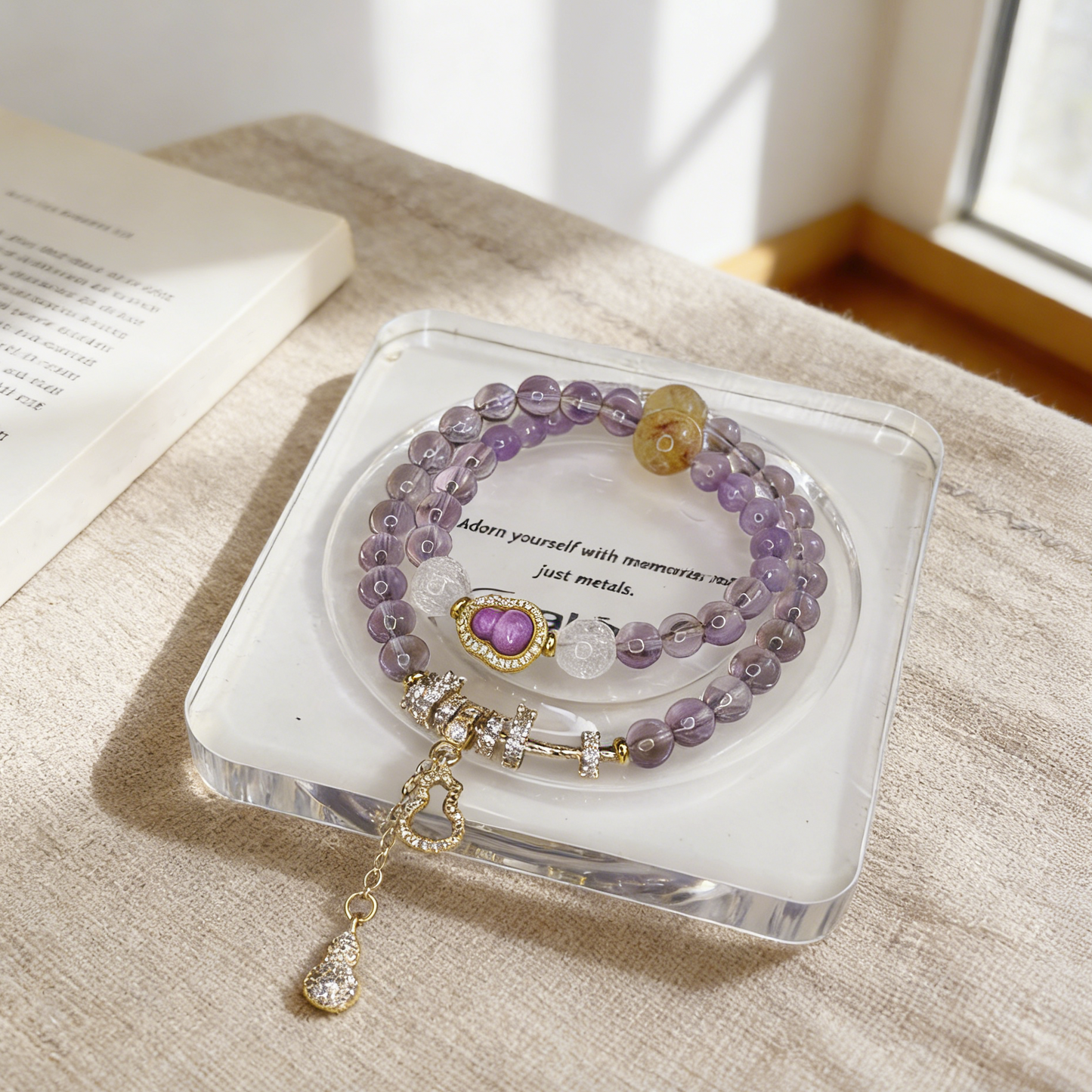 Linglong Natural Lavender Amethyst Double Wrap Bracelet | Energy Crystal Jewelry