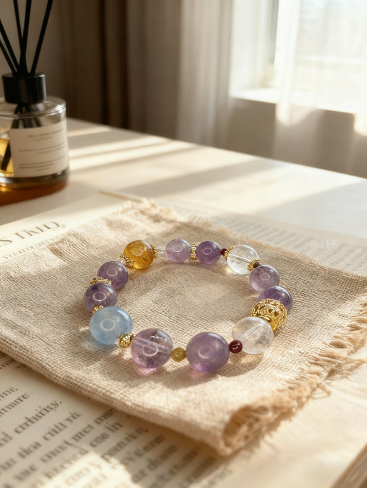 Premium Multi-Treasure Crystal Bracelet-Handmade Golden Citrine Beaded Bracelet | Confidence, Emotional Balance & Abundant Wealth