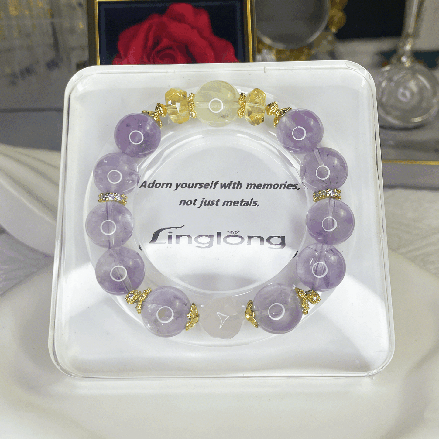 Ethically Mined Rainbow Lavender Amethyst Chakra Bracelet | 12-15mm Hypoallergenic