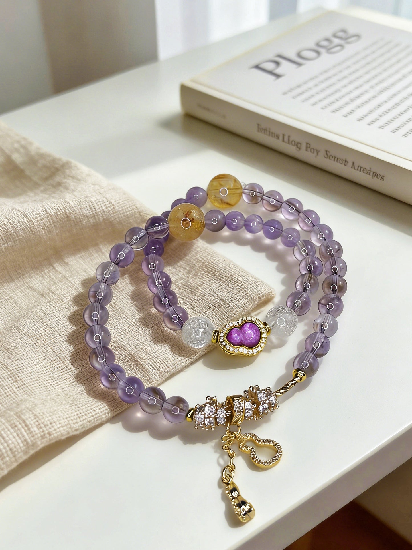 Linglong Natural Lavender Amethyst Double Wrap Bracelet | Energy Crystal Jewelry