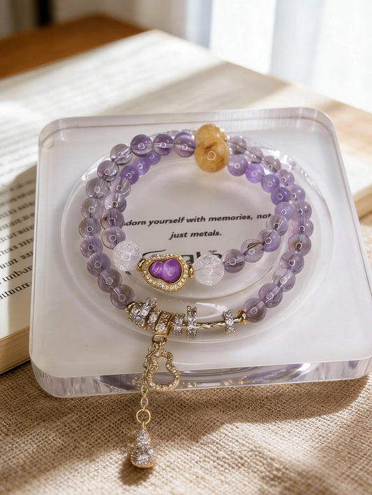 Linglong Natural Lavender Amethyst Double Wrap Bracelet | Energy Crystal Jewelry