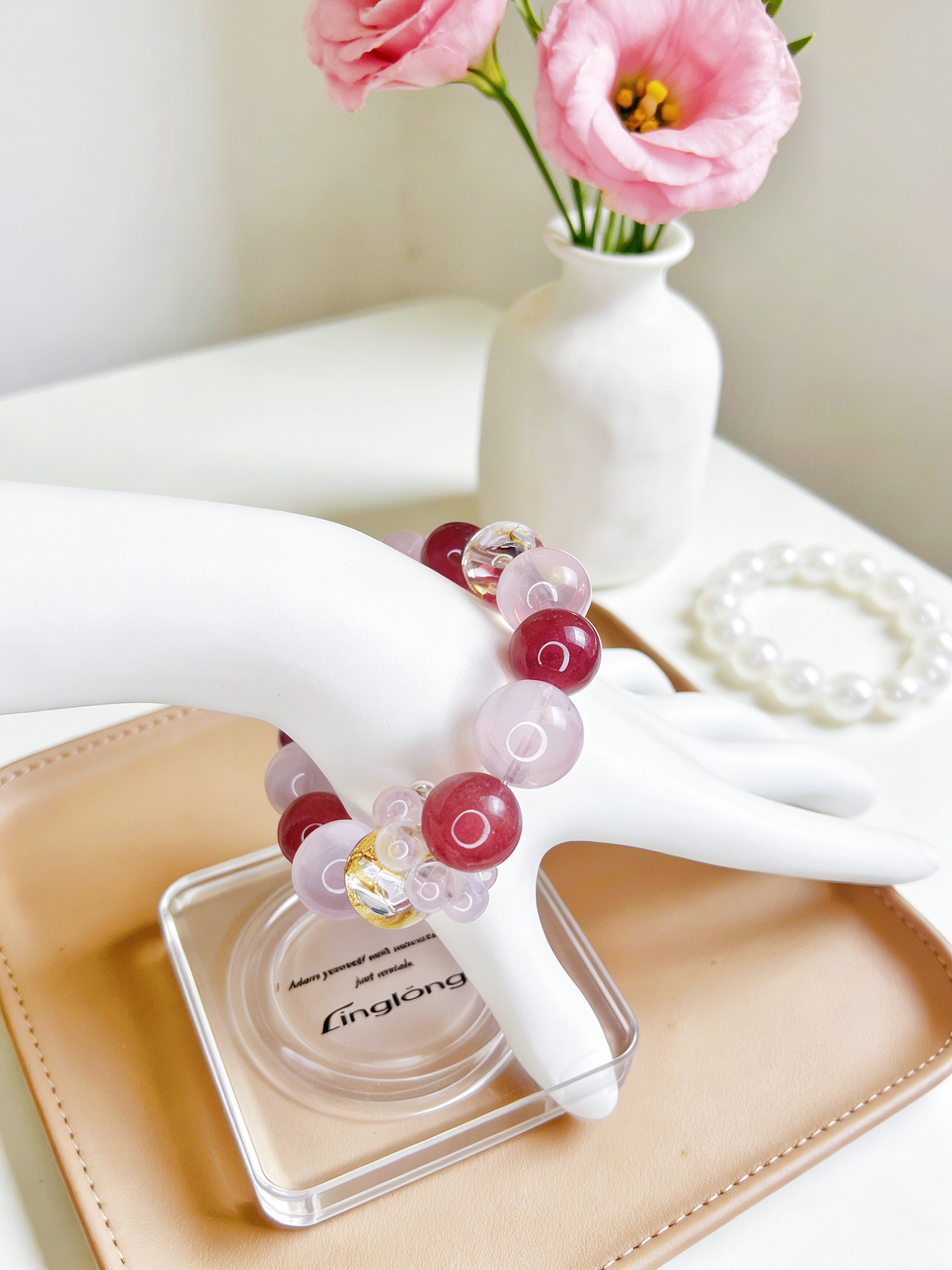 High Transparency Purple Pink Crystal Bracelet 13mm–15mm for Women Positive Energy Gift