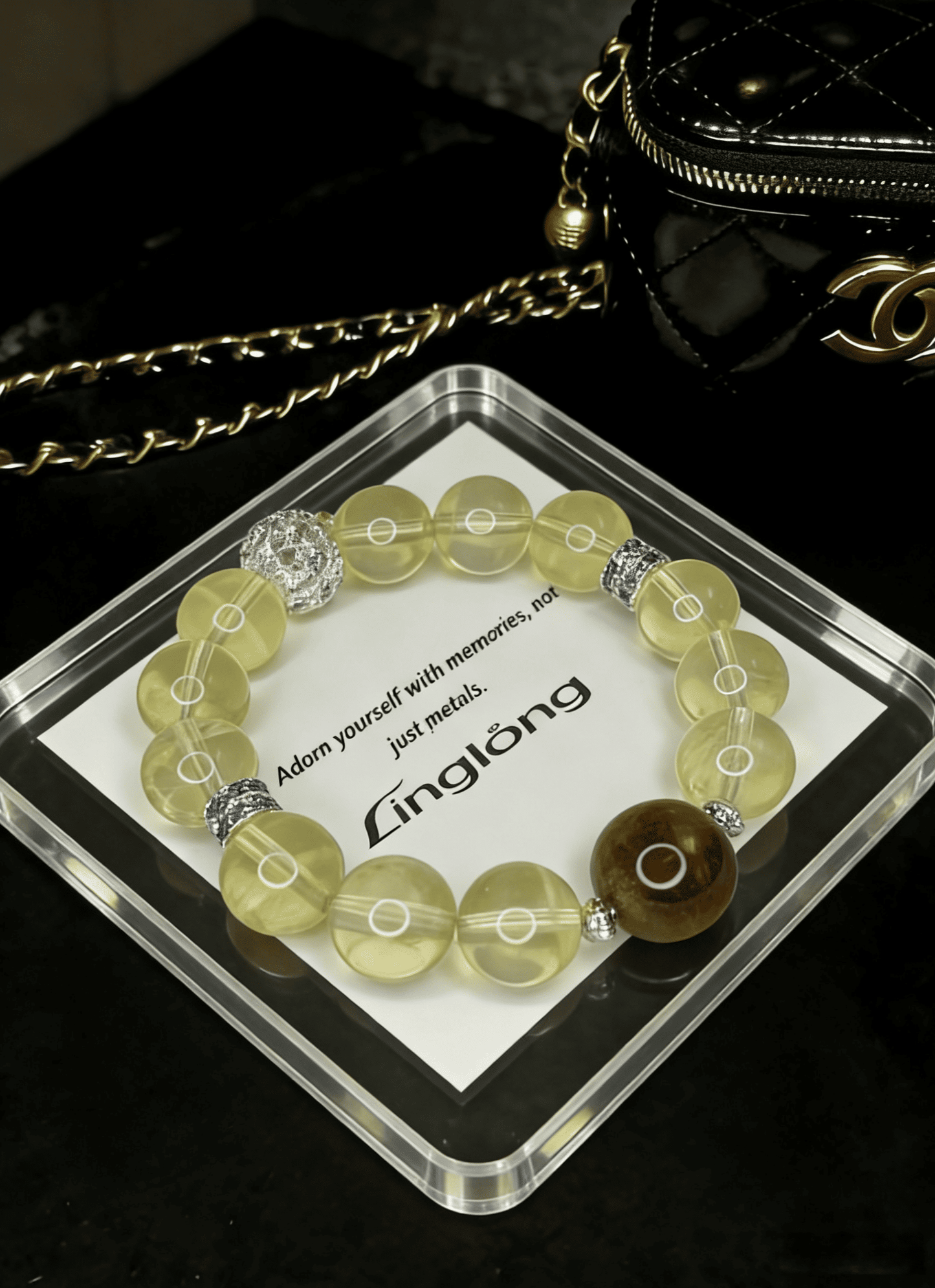 Natural Transparent Yellow Crystal Beaded Bracelet 11mm-13mm Wealth Energy Crystal Jewelry