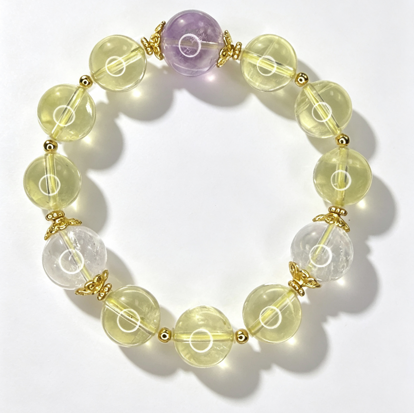 Luxury Natural Citrine Bracelet with Lavender Amethyst & Crystal Beads | Eastern Inspired Gemstone Jewelry