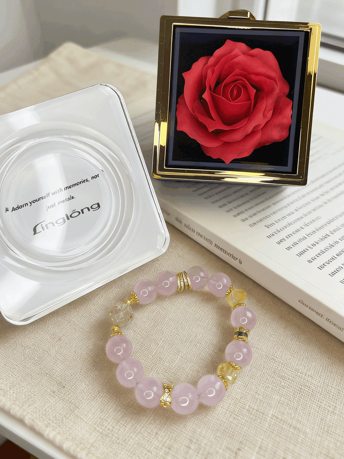 Natural Ice Transparent Star Rose Quartz Bracelet 10+mm | Citrine Healing Crystal Jewelry