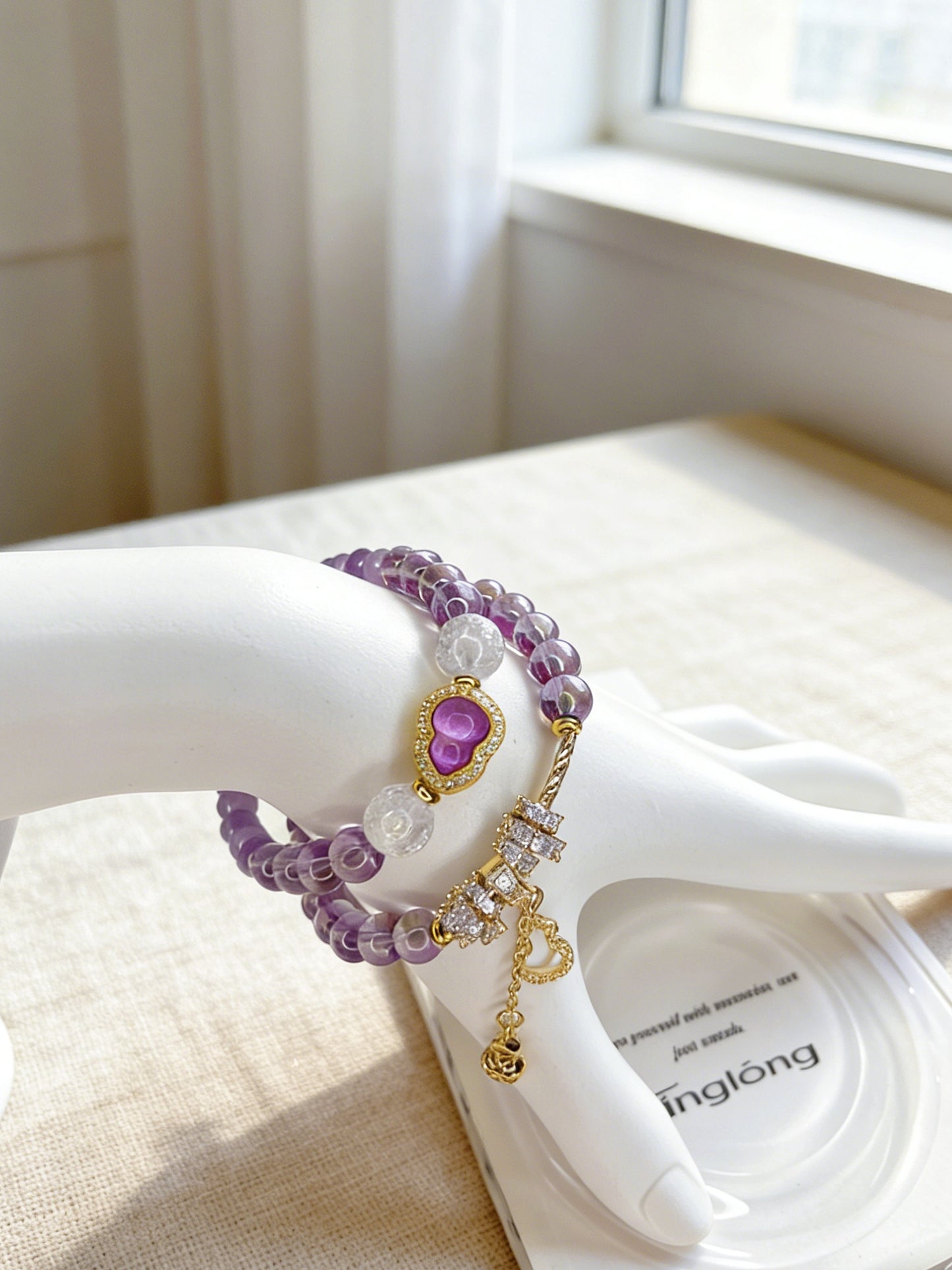 Linglong Natural Lavender Amethyst Double Wrap Bracelet | Energy Crystal Jewelry