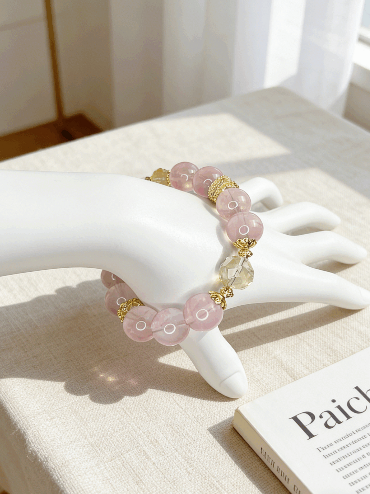 Natural Ice Transparent Star Rose Quartz Bracelet 10+mm | Citrine Healing Crystal Jewelry