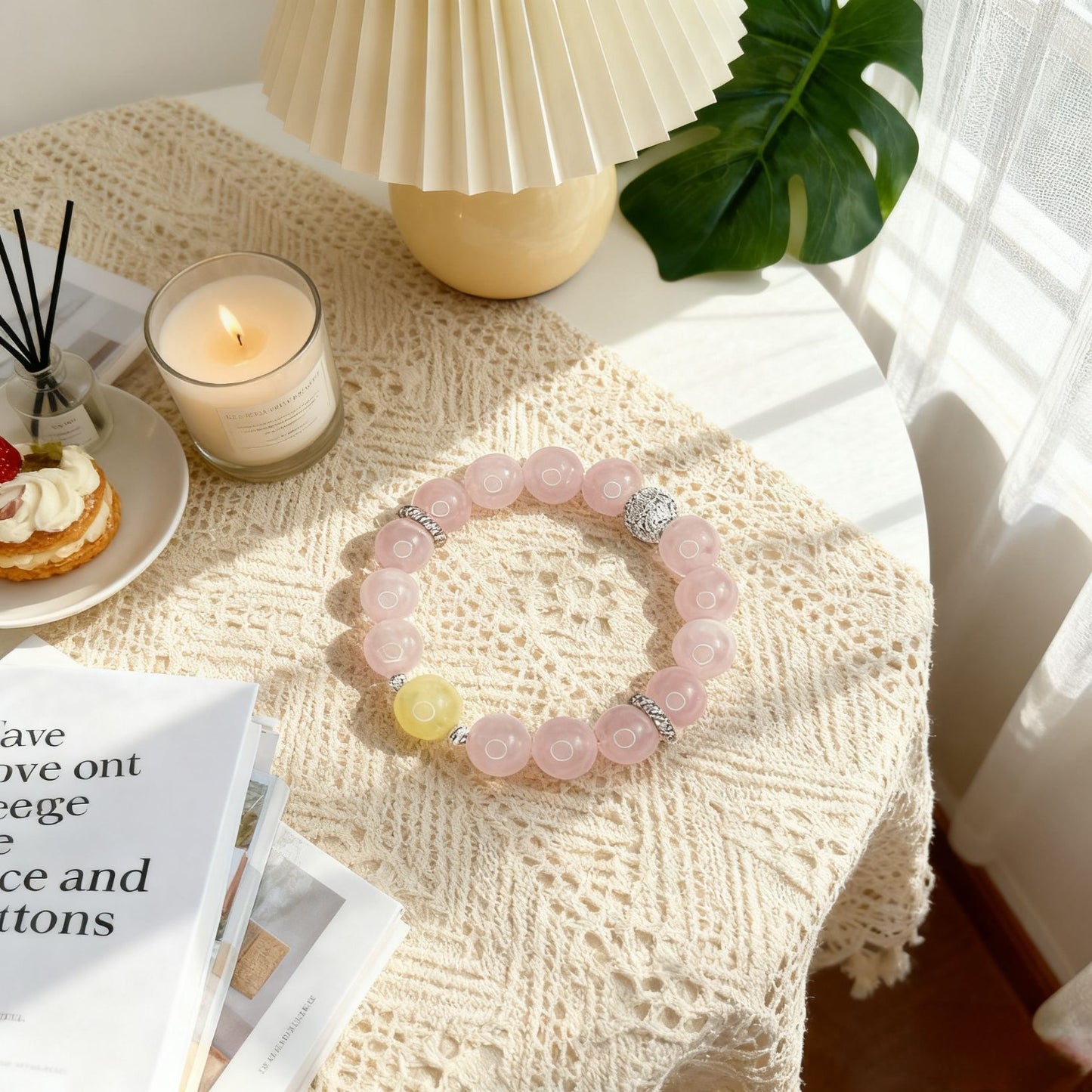 Linglong "Heartfelt Memories" Rose Quartz + Lemon Citrine Energy Bracelet