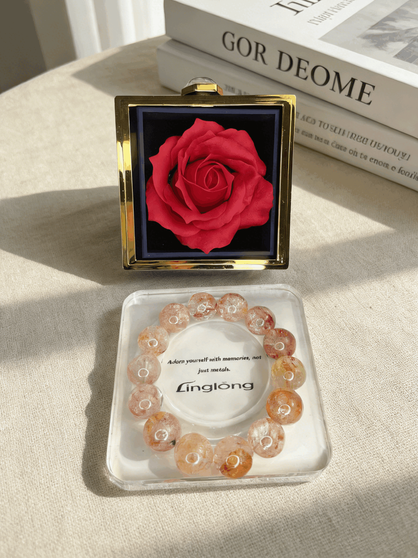 Natural Fireworks Koi Red Hematoid Bracelet - 16mm+ Transparent Lucky Gem