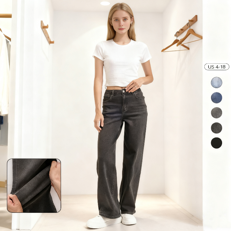 Women's High Waist Denim Stretch Wide Leg Jeans, Trendy Multi-Pocket Denim Trousers for Women, Classic Women's Pants, Street Womenswear