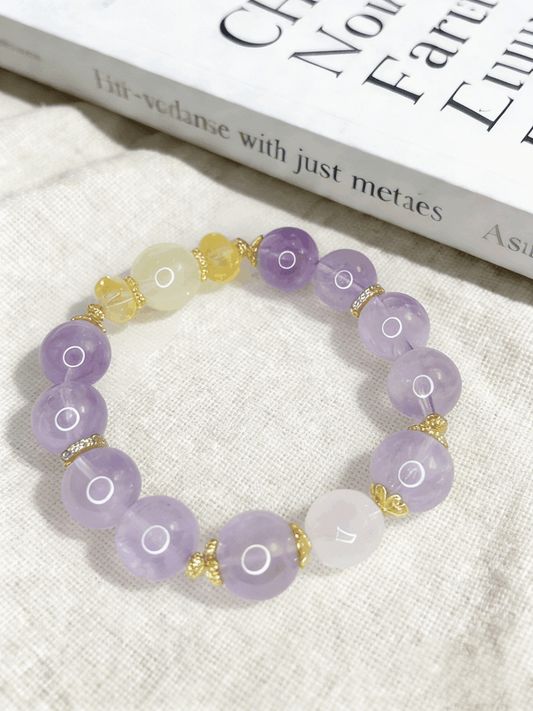 Ethically Mined Rainbow Lavender Amethyst Chakra Bracelet | 12-15mm Hypoallergenic