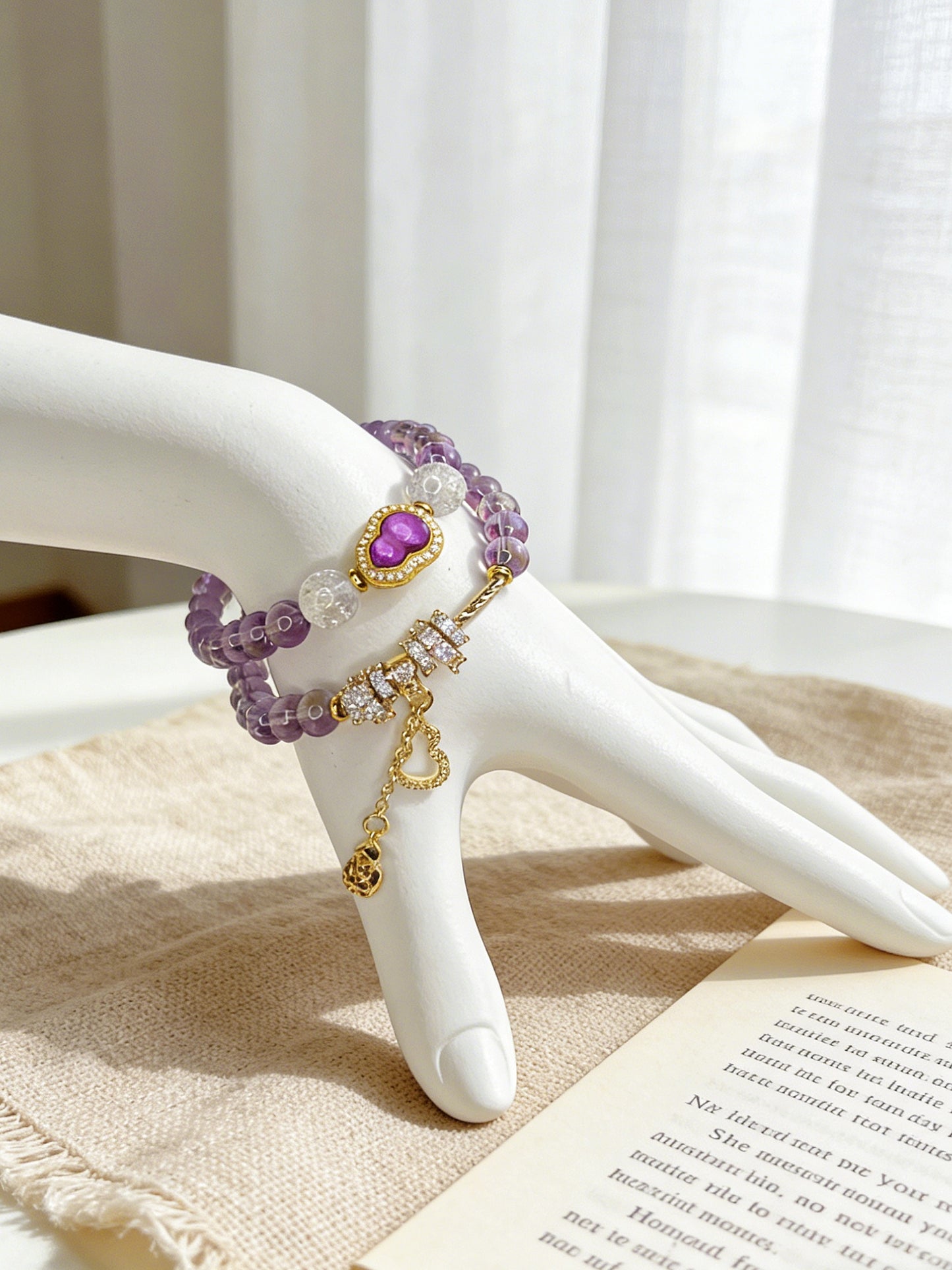 Linglong Natural Lavender Amethyst Double Wrap Bracelet | Energy Crystal Jewelry