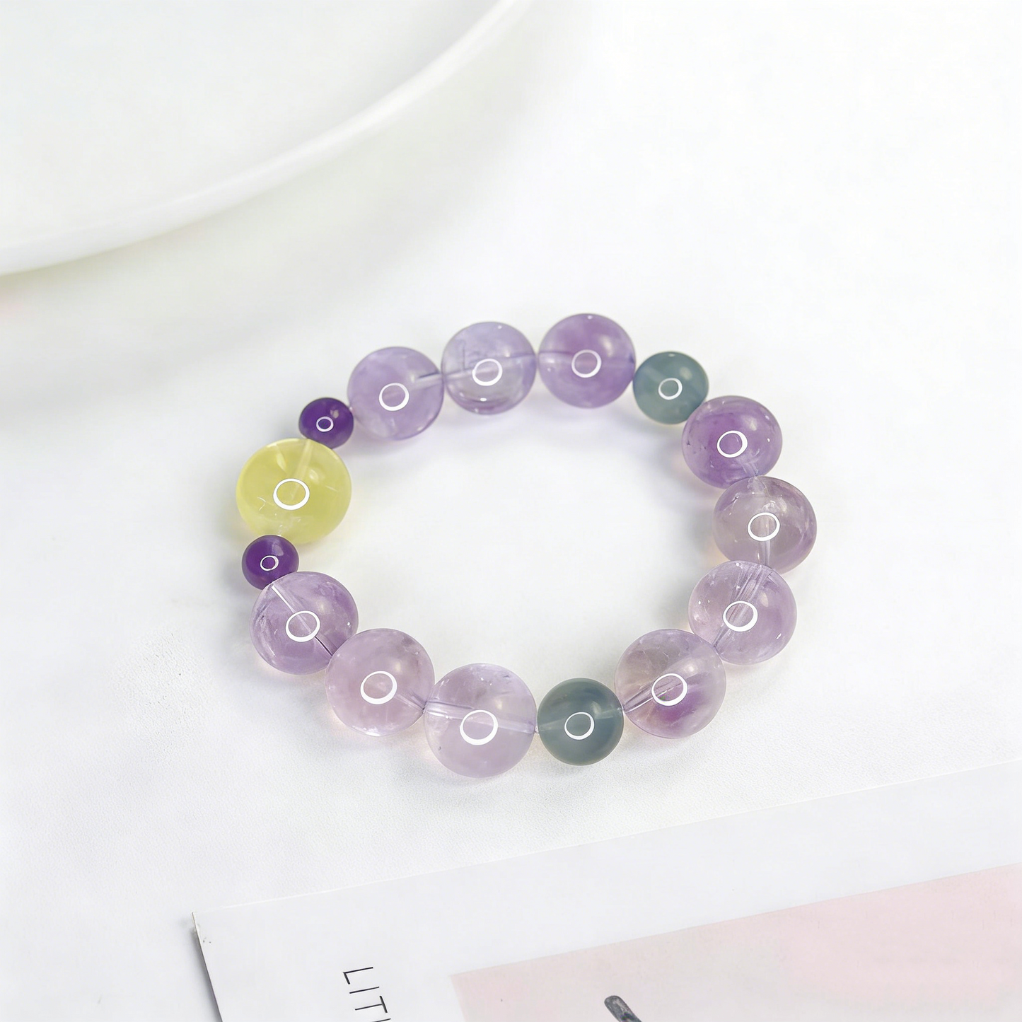 Natural Clear Starry Sky Amethyst Bracelet 💜 Multi Crystal Healing Jewelry