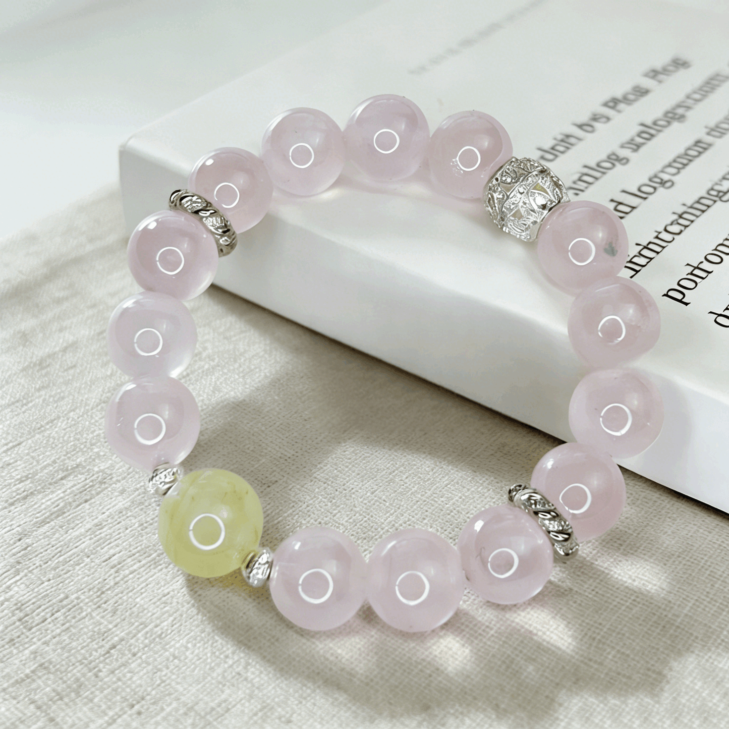 Linglong "Heartfelt Memories" Rose Quartz + Lemon Citrine Energy Bracelet