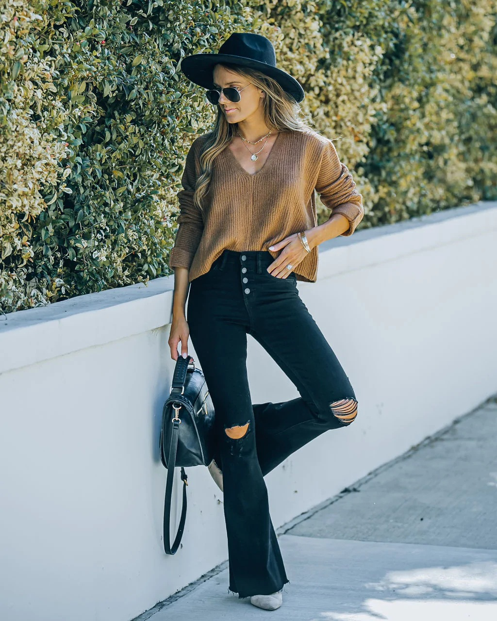 High Rise Distressed Frayed Hem Super Flare Jeans