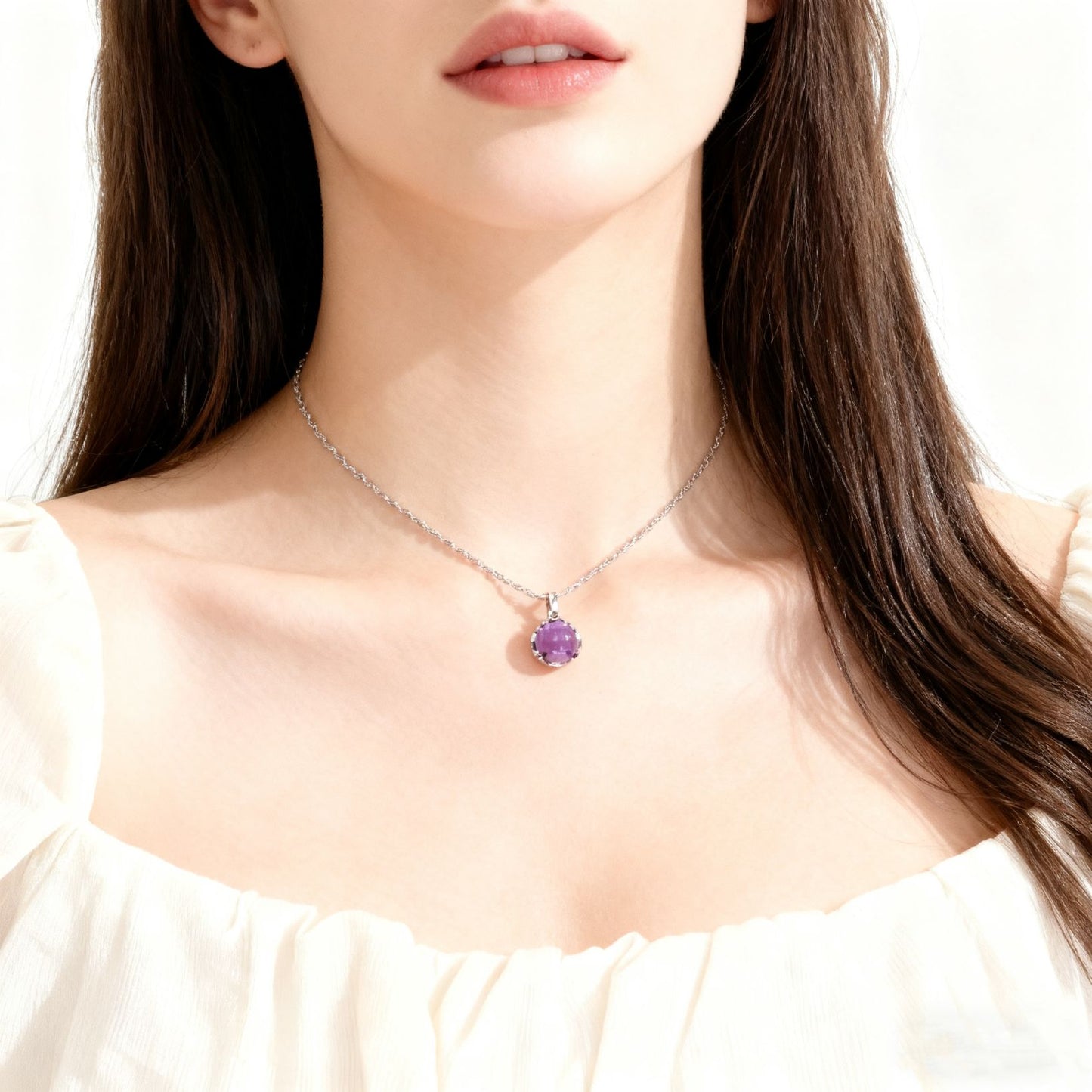 Dreamy Amethyst "Success Luck" Necklace | 925 Silver Wave Chain · Valentine's Day Heartthrob Gift