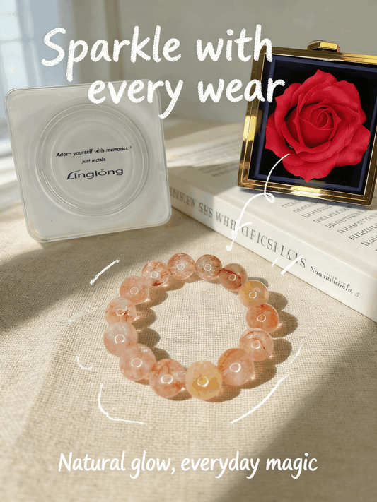 Natural Fireworks Koi Red Hematoid Bracelet - 16mm+ Transparent Lucky Gem