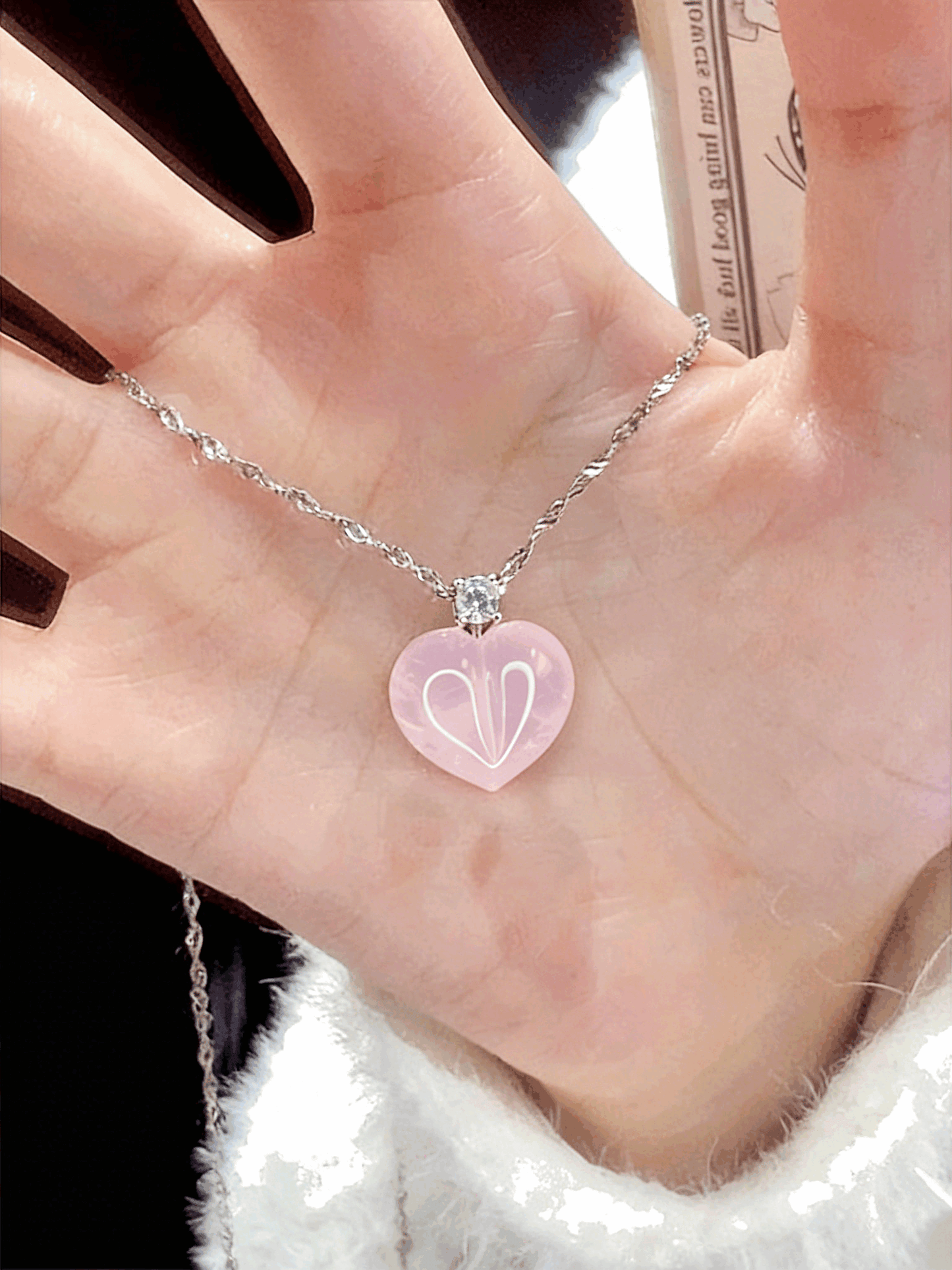 Blush Rose Quartz Heart Pendant Necklace - 990 Sterling Silver Plated with CZ Accent, Dainty Everyday Jewelry for Women