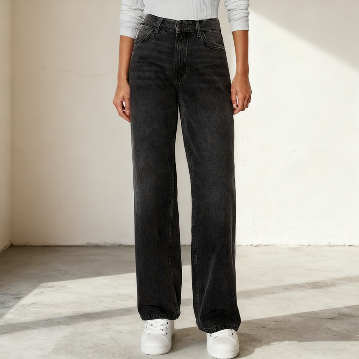 Women's High Waist Denim Stretch Wide Leg Jeans, Trendy Multi-Pocket Denim Trousers for Women, Classic Women's Pants, Street Womenswear