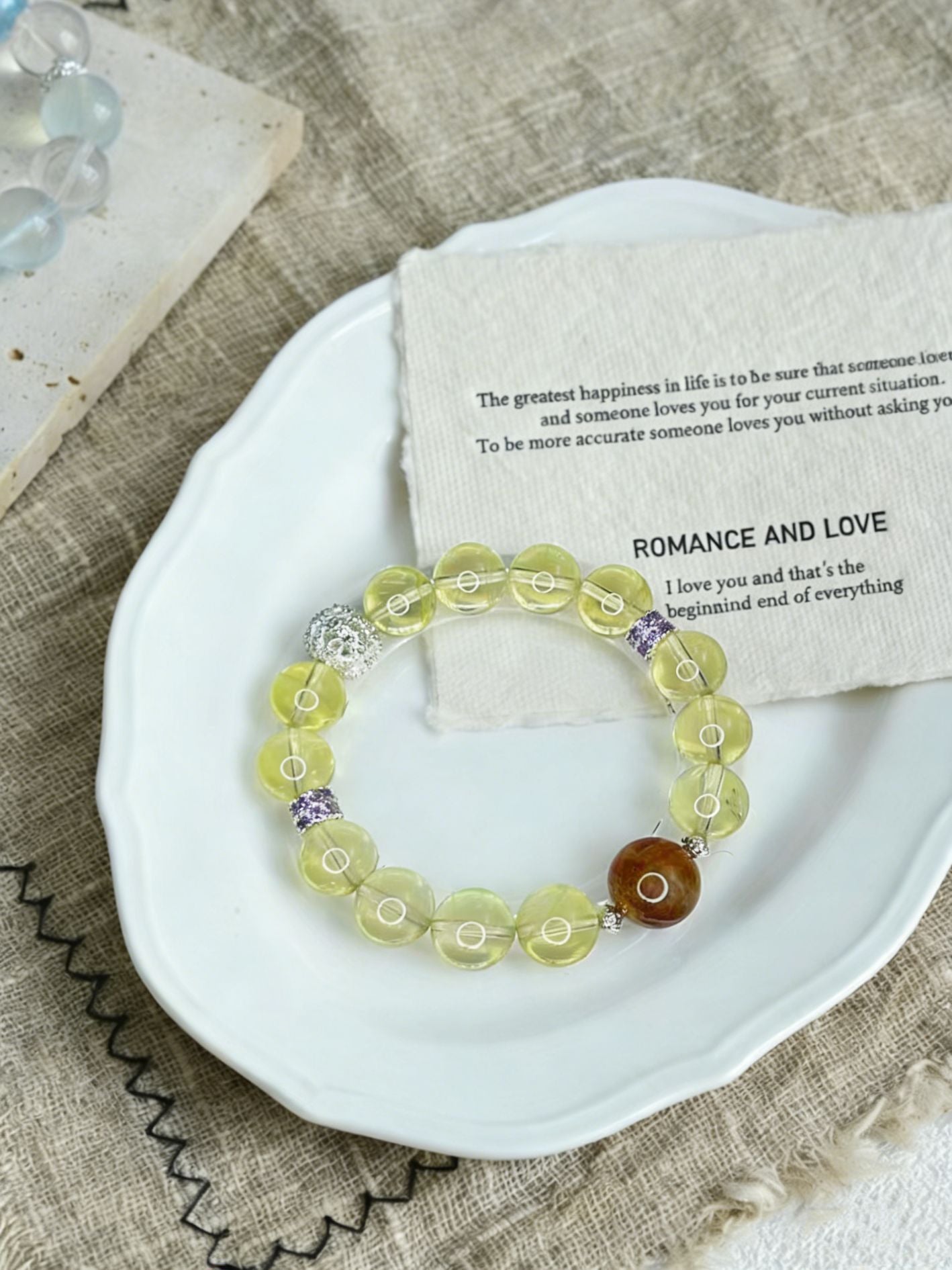 Natural Transparent Yellow Crystal Beaded Bracelet 11mm-13mm Wealth Energy Crystal Jewelry