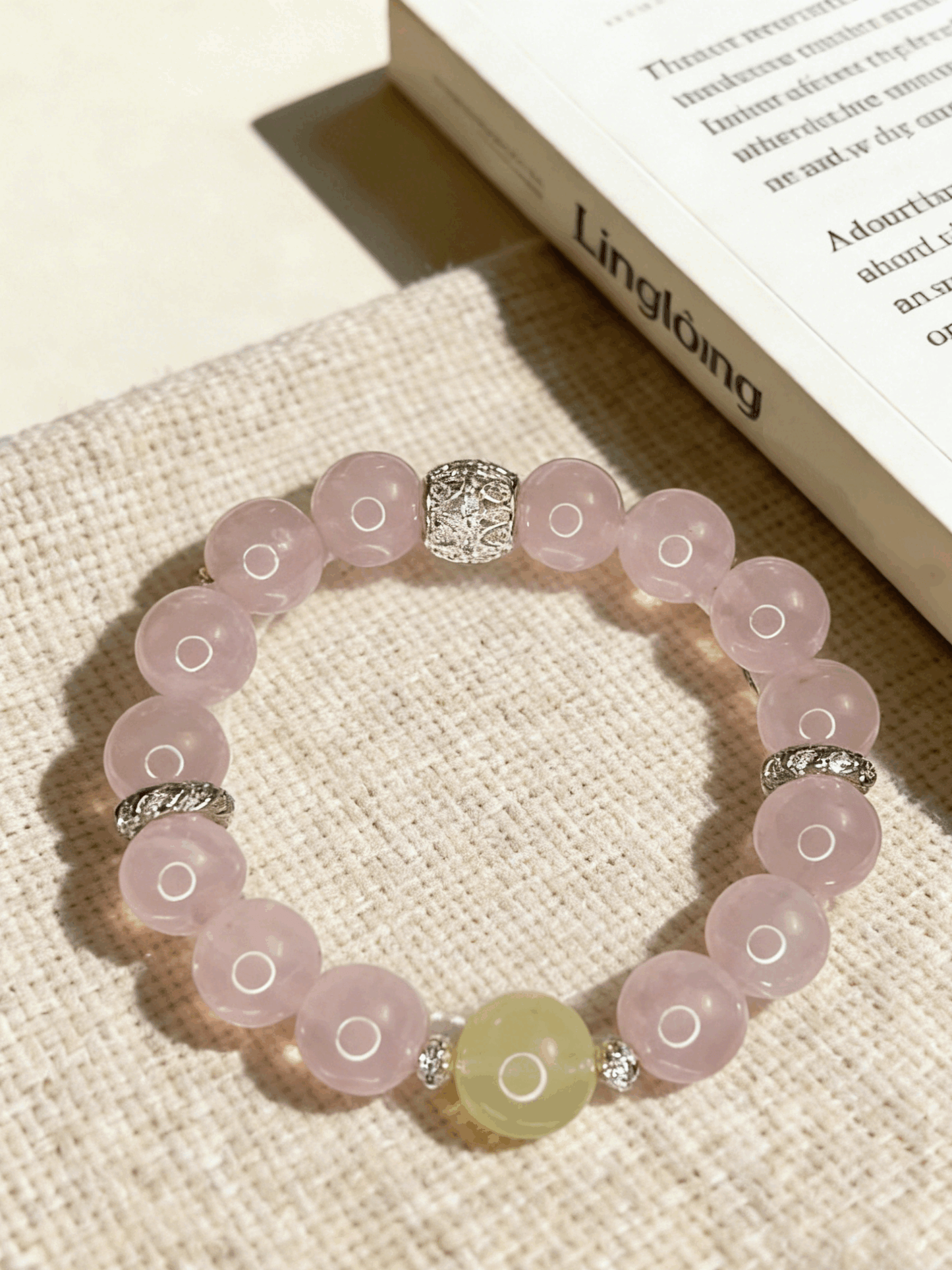 Linglong "Heartfelt Memories" Rose Quartz + Lemon Citrine Energy Bracelet