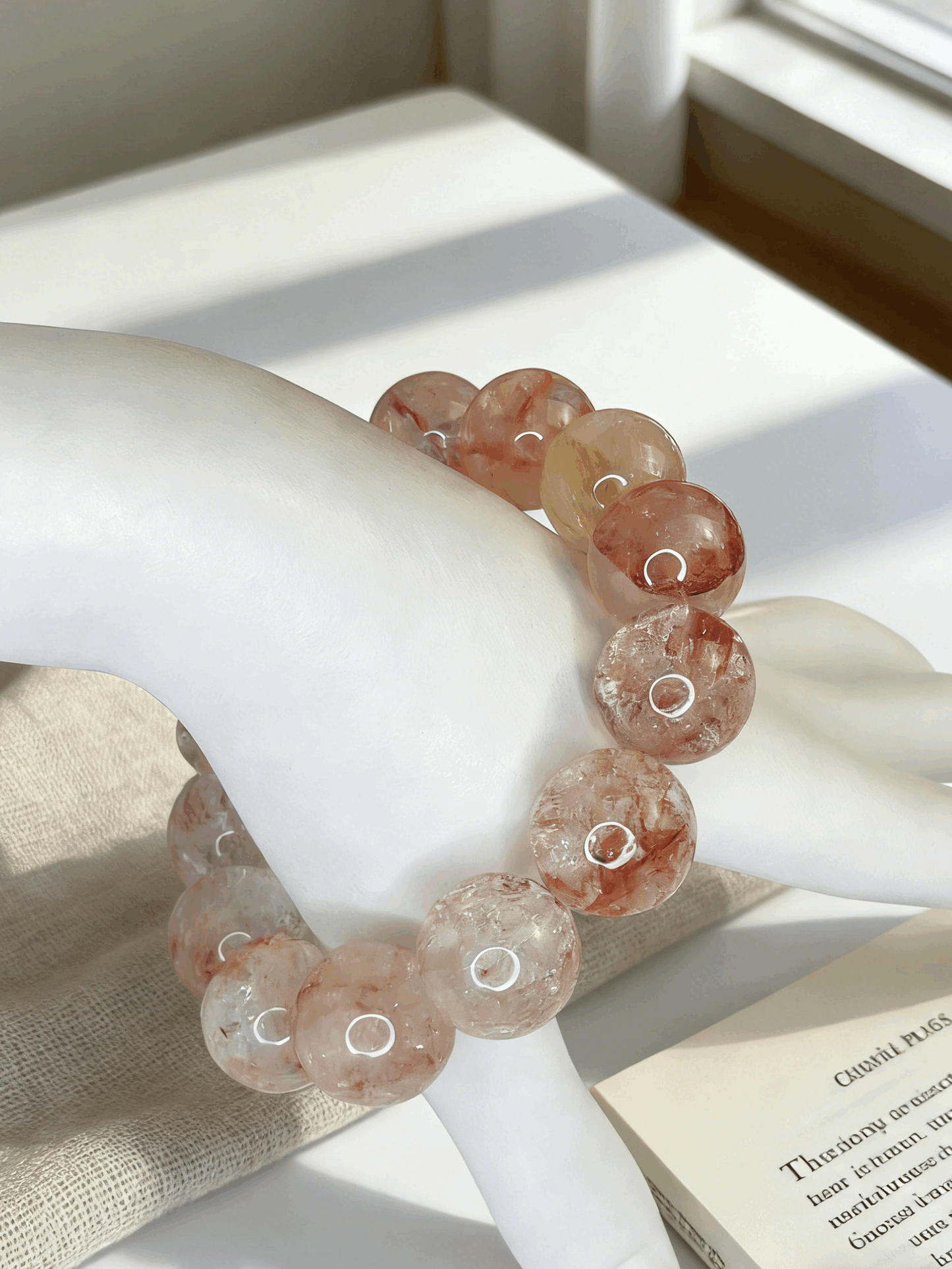 Natural Fireworks Koi Red Hematoid Bracelet - 16mm+ Transparent Lucky Gem