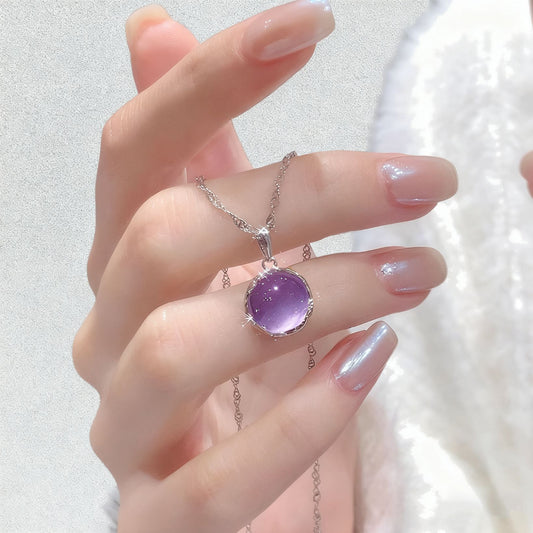 Dreamy Amethyst "Success Luck" Necklace | 925 Silver Wave Chain · Valentine's Day Heartthrob Gift
