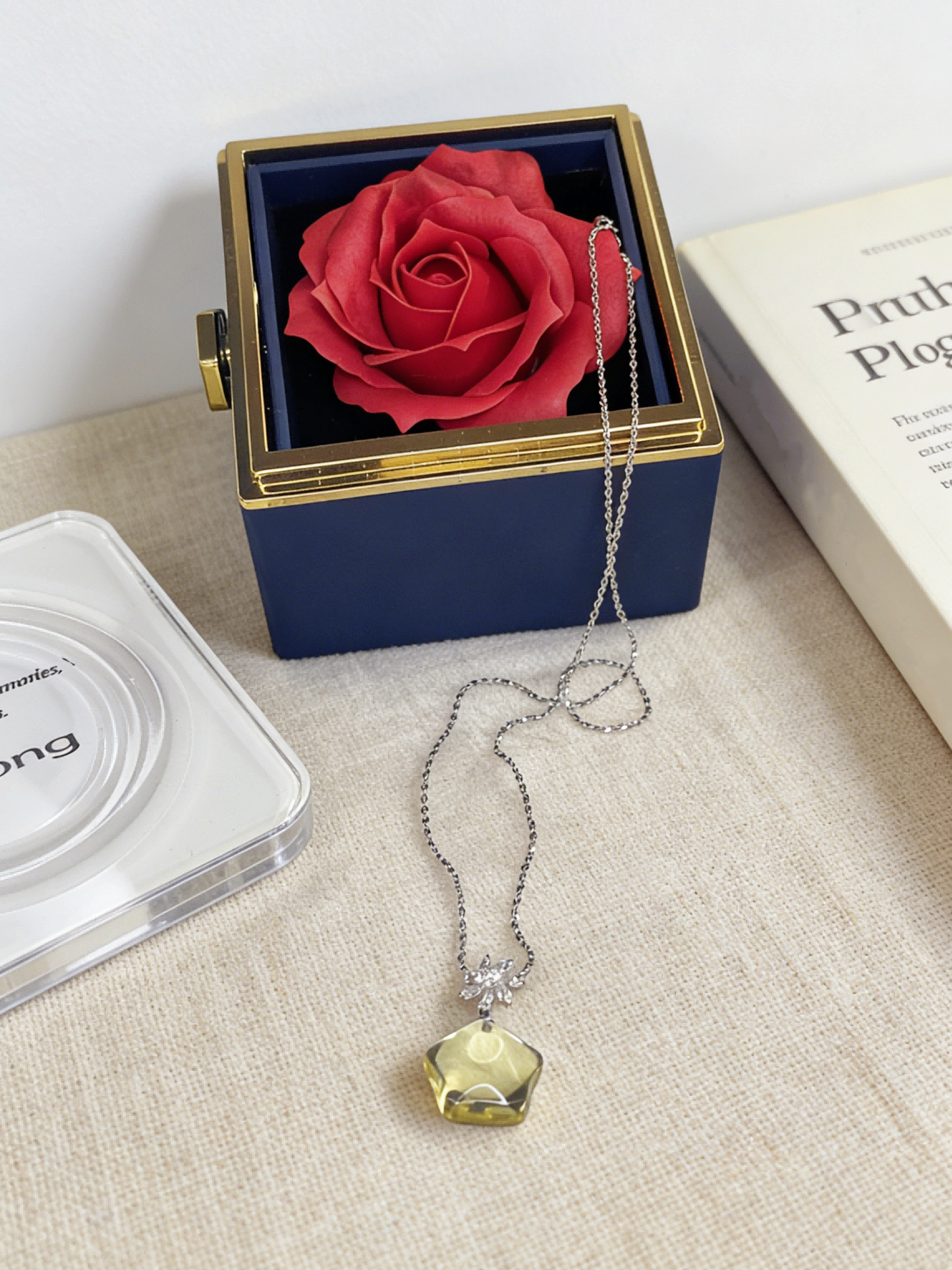 Natural Starlight Citrine Necklace 15mm Star Cut Crystal Pendant Platinum Plated Sterling Silver Jewelry