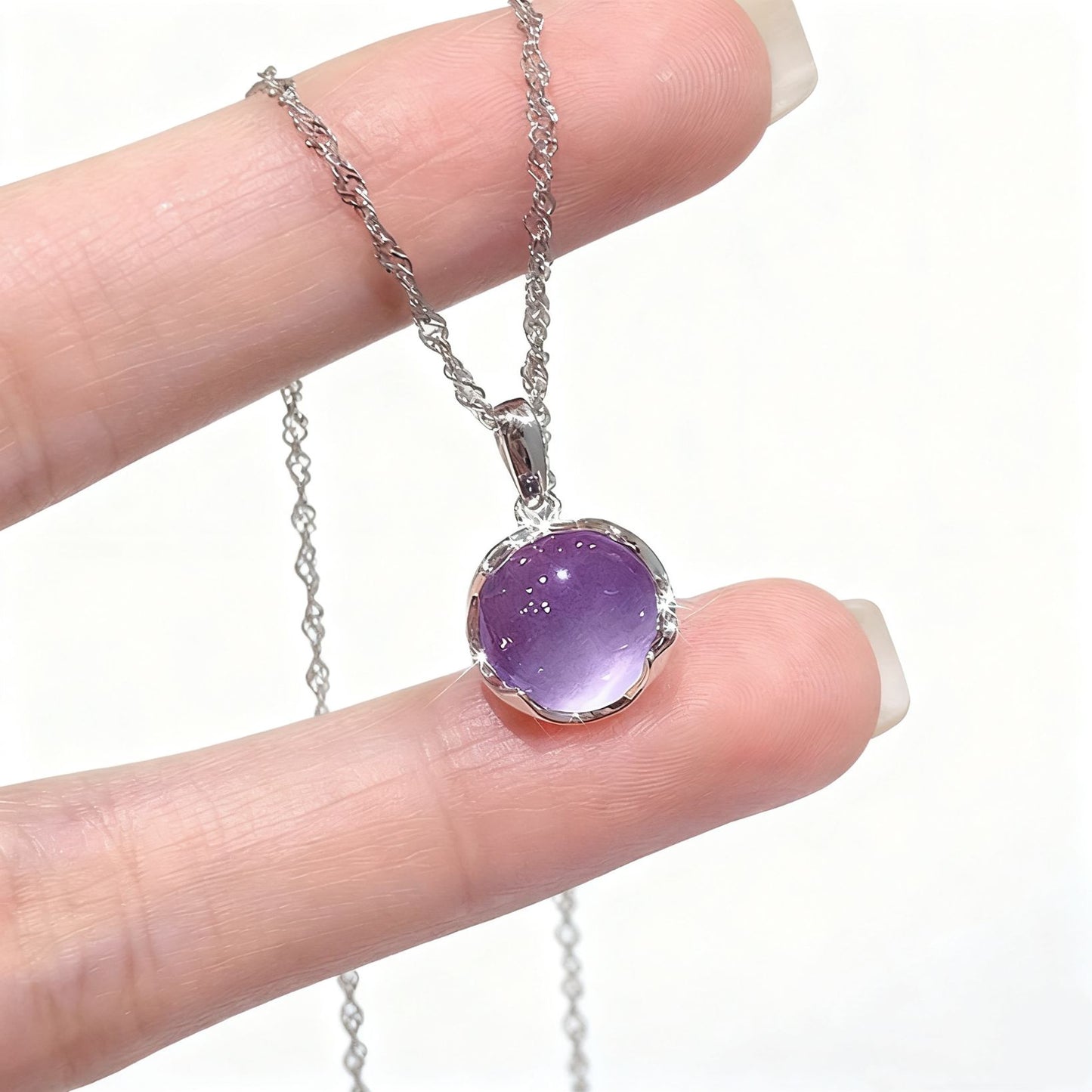 Dreamy Amethyst "Success Luck" Necklace | 925 Silver Wave Chain · Valentine's Day Heartthrob Gift