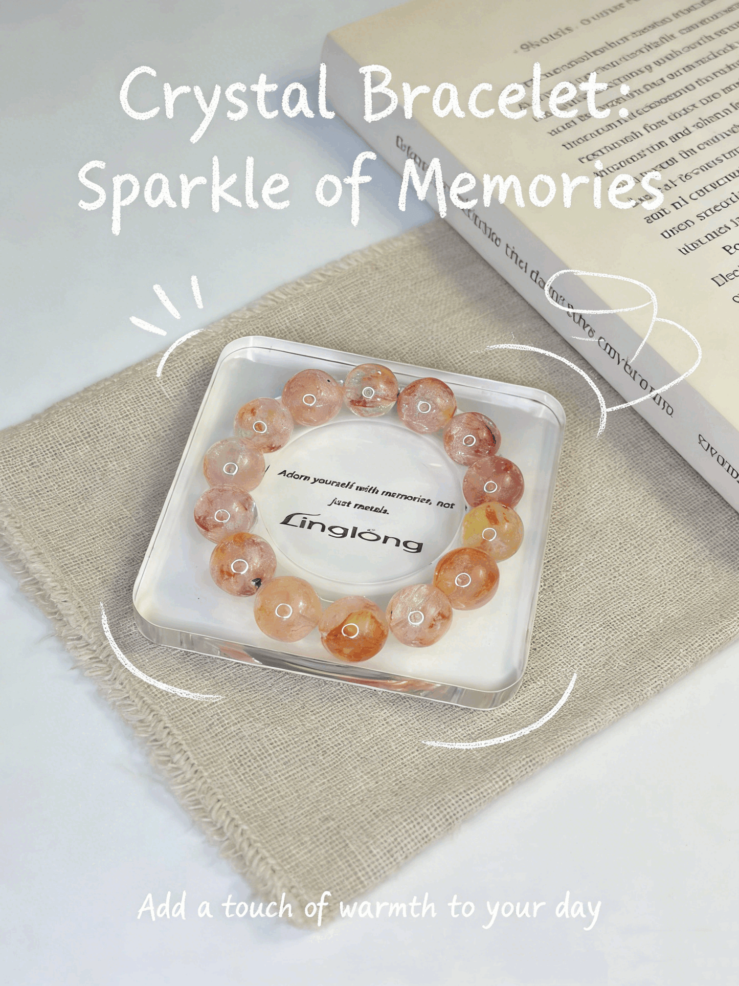 Natural Fireworks Koi Red Hematoid Bracelet - 16mm+ Transparent Lucky Gem