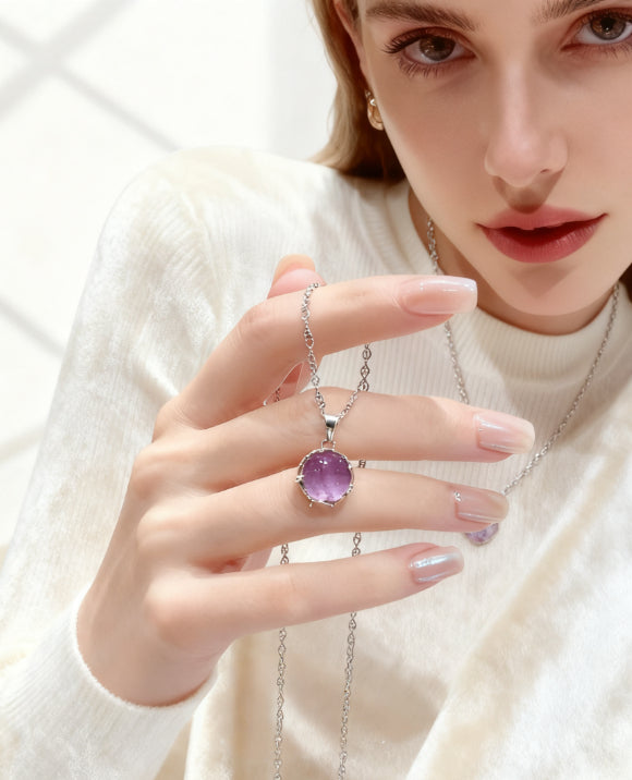 Dreamy Amethyst "Success Luck" Necklace | 925 Silver Wave Chain · Valentine's Day Heartthrob Gift