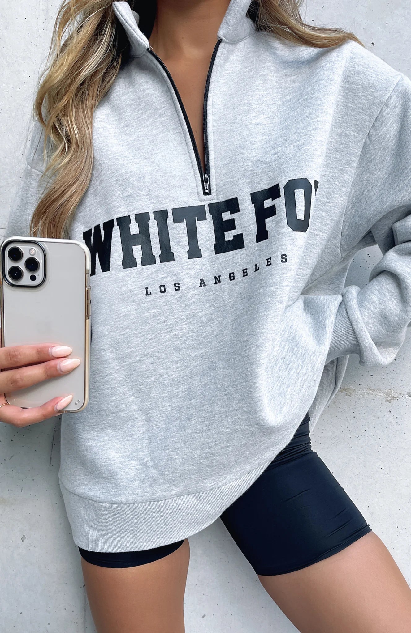 White fox-High Standard Zip Front Sweater