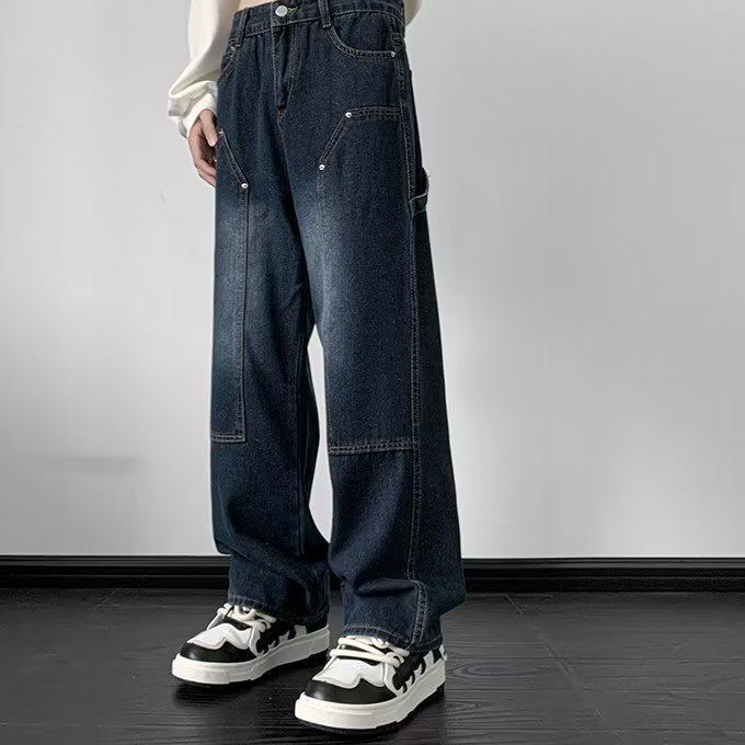 High-waisted loose-fitting straight leg pants