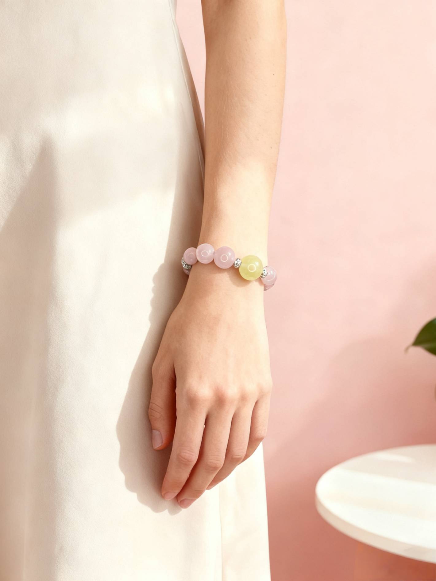 Linglong "Heartfelt Memories" Rose Quartz + Lemon Citrine Energy Bracelet
