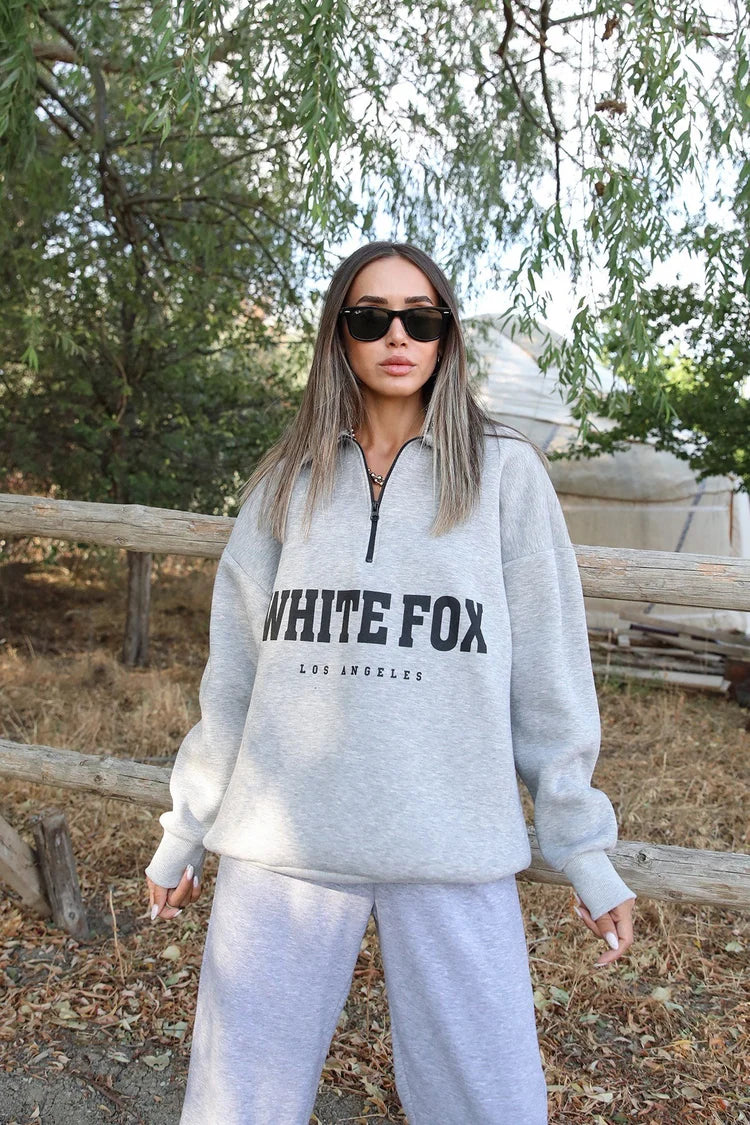 White fox-High Standard Zip Front Sweater