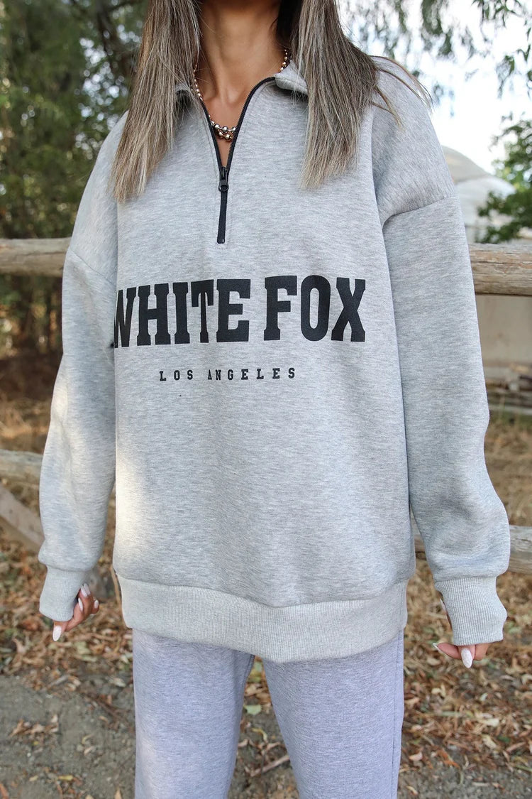 White fox-High Standard Zip Front Sweater