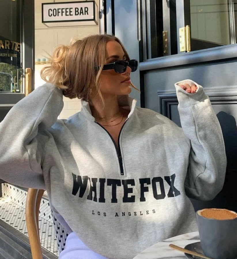White fox-High Standard Zip Front Sweater